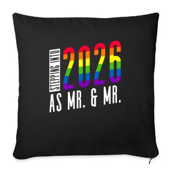 Gay Pride 2026 Mariage Mariage gay - Housse de coussin décorative 45 x 45 cm - noir - Devant