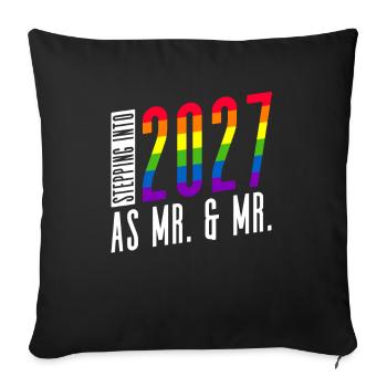 Gay Pride 2027 Mariage Mariage gay - Housse de coussin décorative 45 x 45 cm - noir - Devant