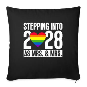 Gay Pride 2028 Mariage Mariage gay - Housse de coussin décorative 45 x 45 cm - noir - Devant