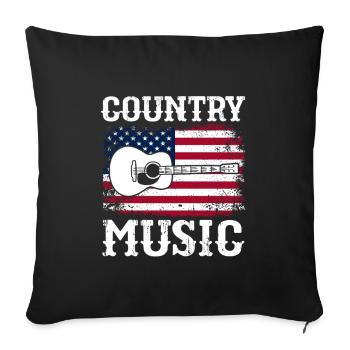 Cadeau de musique country country music - Housse de coussin décorative 45 x 45 cm - noir - Devant