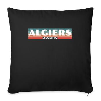 Alger Algérie Rétro Algérienne - Housse de coussin décorative 45 x 45 cm - noir - Devant
