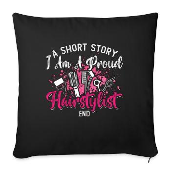 Coiffeur Une petite histoire Je suis un salon de coiffure - Housse de coussin décorative 45 x 45 cm - noir - Devant