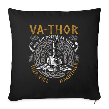 Vathor - Fête des pères Cadeau Fête des Pères Viking - Housse de coussin décorative 45 x 45 cm - noir - Devant
