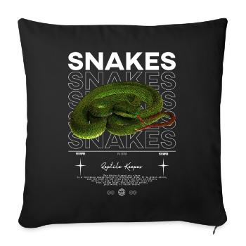 Vipère de fosse à lèvres blanches moderne gardien de reptile - Housse de coussin décorative 45 x 45 cm - noir - Devant