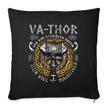 Vathor - Fête des pères Cadeau Fête des Pères Viking - Housse de coussin décorative 45 x 45 cm - noir - Devant
