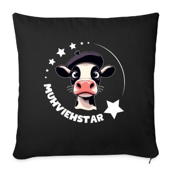 CATTLE STAR vache vaches drôle jeu de mots cinéma Fan de film - Housse de coussin décorative 45 x 45 cm - noir - Devant