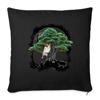 magical, forest, tree, girl, woman, sensual, nature - Sofa pillowcase 17,3'' x 17,3'' (45 x 45 cm) - black - Front