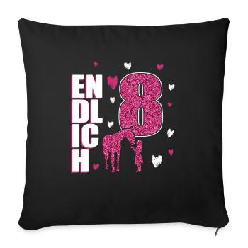 Enfin 8 chevaux poney - Housse de coussin décorative 45 x 45 cm - noir - Devant