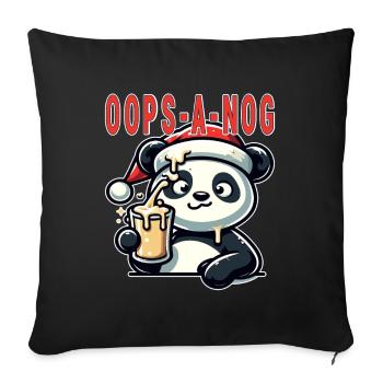 Oups a Nog, adorable panda au lait de poule renversé - Housse de coussin décorative 45 x 45 cm - noir - Devant