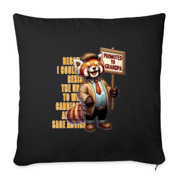 Promoted to Grandpa, Red Panda Sage Advice - Sofa pillowcase 17,3'' x 17,3'' (45 x 45 cm) - black - Front
