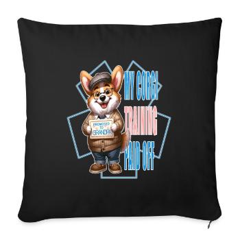 Corgi Grandpa Wisdom, Joyful Promotion Celebration - Sofa pillowcase 17,3'' x 17,3'' (45 x 45 cm) - black - Front