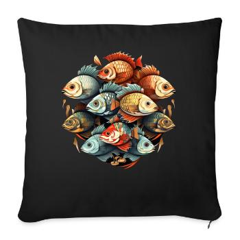 Retro Cichlid School of Fish Aquarium Breeder - Sofakissenbezug 45 x 45 cm - Schwarz - Vorne