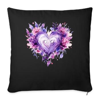 Floral Heart Dementia And Alzheimer's Support - Sofakissenbezug 45 x 45 cm - Schwarz - Vorne