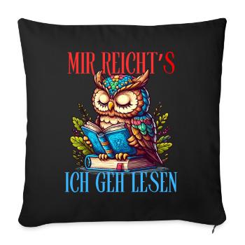 Owl, Eagle Owl, Bookseller, Book, Reading, Literature, Time Out - Sofa pillowcase 17,3'' x 17,3'' (45 x 45 cm) - black - Front