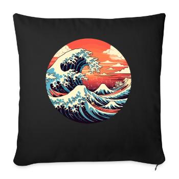 Große Welle The Great Wave Kanagawa - Sofa pillowcase 17,3'' x 17,3'' (45 x 45 cm) - black - Front