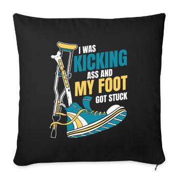 J’avais botté le cul os cassé os cassé os du doigt - Housse de coussin décorative 45 x 45 cm - noir - Devant