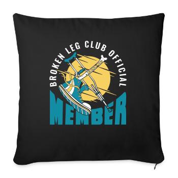 Broken Leg Club Official Member Broken Bone Bone - Sofa pillowcase 17,3'' x 17,3'' (45 x 45 cm) - black - Front