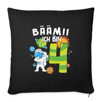 Bääm J’ai 4 ans Astronaute - Housse de coussin décorative 45 x 45 cm - noir - Devant