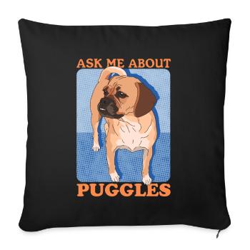 Puggle chiens propriétaires de chiens chien propriétaire cadeau - Housse de coussin décorative 45 x 45 cm - noir - Devant