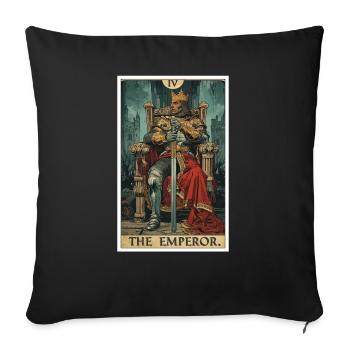 Carte de tarot L’Empereur Le Souverain - Housse de coussin décorative 45 x 45 cm - noir - Devant