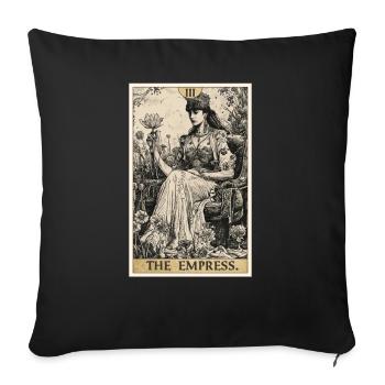 Carte de Tarot L’Impératrice Le Souverain - Housse de coussin décorative 45 x 45 cm - noir - Devant