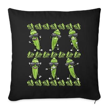 Dancing okra with sunglasses okra - Sofa pillowcase 17,3'' x 17,3'' (45 x 45 cm) - black - Front