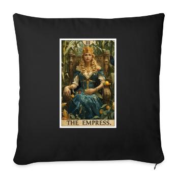 Carte de Tarot L’Impératrice Le Souverain - Housse de coussin décorative 45 x 45 cm - noir - Devant