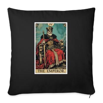 Carte de tarot L’Empereur Le Souverain - Housse de coussin décorative 45 x 45 cm - noir - Devant