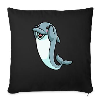 Dolphin Emoticon - Sofa pillowcase 17,3'' x 17,3'' (45 x 45 cm) - black - Front