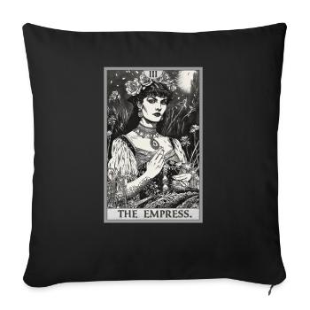 Carte de Tarot L’Impératrice Le Souverain - Housse de coussin décorative 45 x 45 cm - noir - Devant