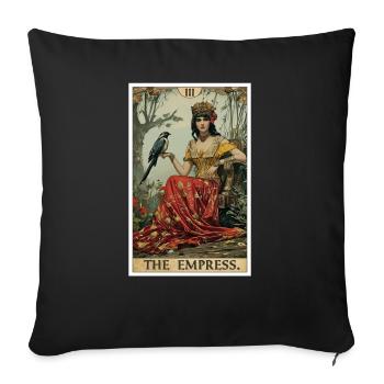 Carte de Tarot L’Impératrice Le Souverain - Housse de coussin décorative 45 x 45 cm - noir - Devant