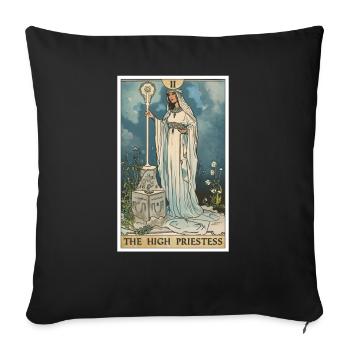 Carte de Tarot La Grande Prêtresse La Grande Prêtresse - Housse de coussin décorative 45 x 45 cm - noir - Devant