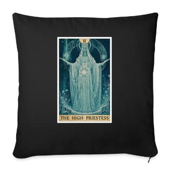 Carte de Tarot La Grande Prêtresse La Grande Prêtresse - Housse de coussin décorative 45 x 45 cm - noir - Devant