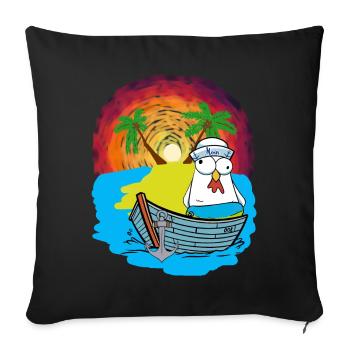 Chickens Sailors Boat Beach Swimming Ring Ahoy - Sofa pillowcase 17,3'' x 17,3'' (45 x 45 cm) - black - Front