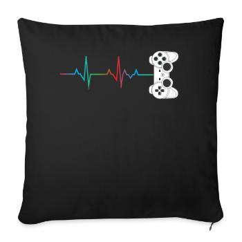 Gamer Heartbeat Controller Retro Video Game Lover - Sofa pillowcase 17,3'' x 17,3'' (45 x 45 cm) - black - Front