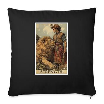 Tarotkarten Tarotkarte Strength Kraft - Sofakissenbezug 45 x 45 cm - Schwarz - Vorne