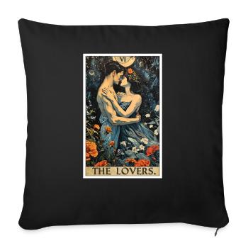 Tarot Cards Tarot Card The Lovers The Lovers - Sofa pillowcase 17,3'' x 17,3'' (45 x 45 cm) - black - Front