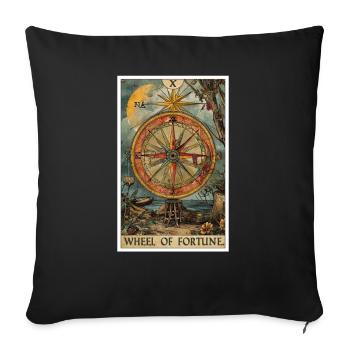 Tarot Card Wheel of Fortune Wheel of Fortune - Sofa pillowcase 17,3'' x 17,3'' (45 x 45 cm) - black - Front