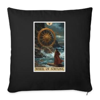 Tarot Card Wheel of Fortune Wheel of Fortune - Sofa pillowcase 17,3'' x 17,3'' (45 x 45 cm) - black - Front
