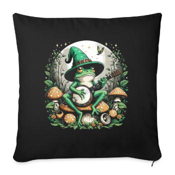 Cottagecore Aesthetic Frog - Sofa pillowcase 17,3'' x 17,3'' (45 x 45 cm) - black - Front