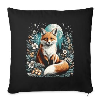 Cottagecore Aesthetic Fox - Sofa pillowcase 17,3'' x 17,3'' (45 x 45 cm) - black - Front