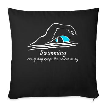 Piscine Nageur Triathlon - Housse de coussin décorative 45 x 45 cm - noir - Devant