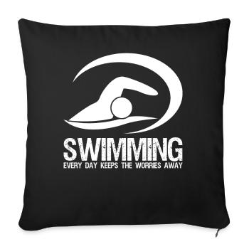 Piscine Triathlon Nageur - Housse de coussin décorative 45 x 45 cm - noir - Devant
