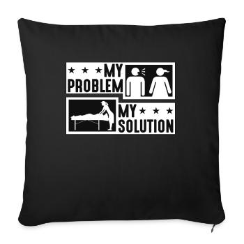 Massothérapeute Mon problème Mon pictogramme Maman Papa - Housse de coussin décorative 45 x 45 cm - noir - Devant