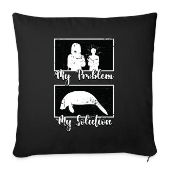 Dugong Lover Mon Problème Mon Pictogramme Maman Lamantin - Housse de coussin décorative 45 x 45 cm - noir - Devant