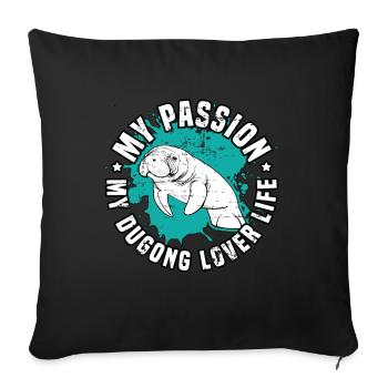 Amoureux du dugong Ma passion Mon amant du dugong Lamantin - Housse de coussin décorative 45 x 45 cm - noir - Devant