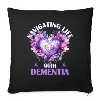 Floral Heart Inspiring Alzheimer's Awareness Suppo - Sofakissenbezug 45 x 45 cm - Schwarz - Vorne