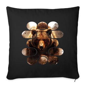 Evil grizzly bear. Nature, Adventure, Wild, Wilderness - Sofa pillowcase 17,3'' x 17,3'' (45 x 45 cm) - black - Front