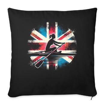 Rower with British flag - Sofa pillowcase 17,3'' x 17,3'' (45 x 45 cm) - black - Front