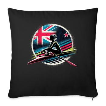 Drapeau de la Nouvelle-Zélande Rameur Mâle Rameur Pat - Housse de coussin décorative 45 x 45 cm - noir - Devant